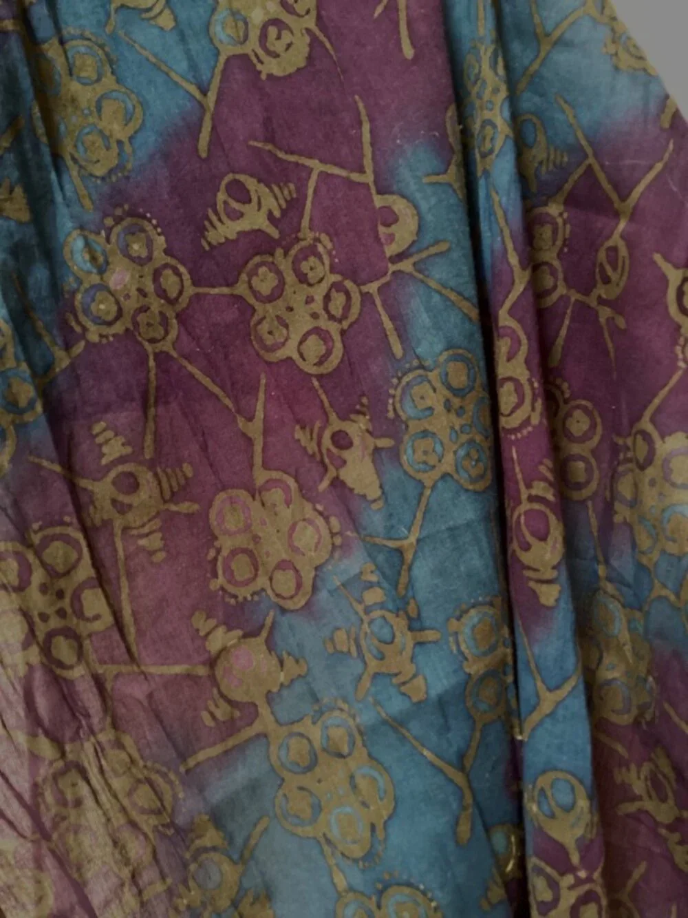 Blue, purple and gold shawl, wrap, scarf - 70